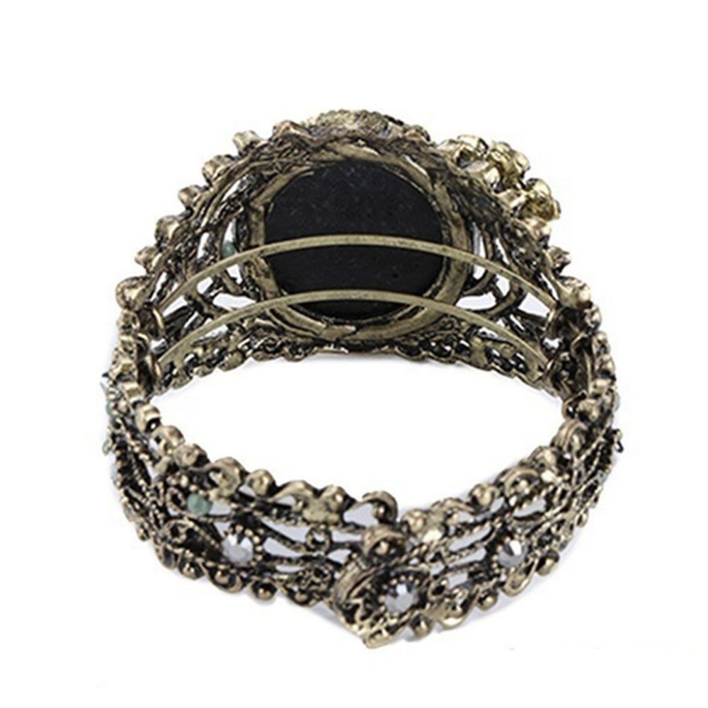 Victorian Antiqued Brass Cameo Cuff Bracelet - Picture 7 of 7